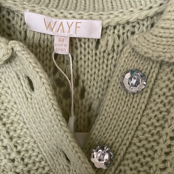 NWT WAYF Open Knit Green Women's Sweater in size medium - Picture 2 of 6